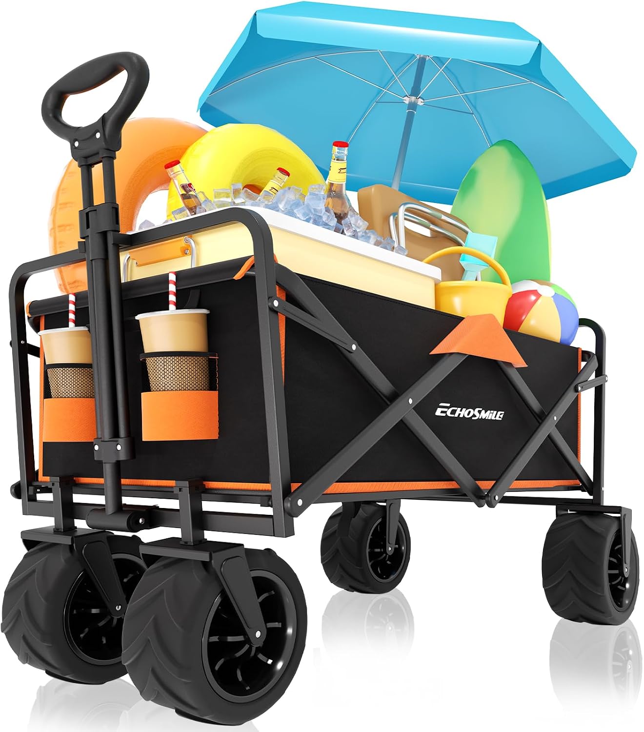 EchoSmile Carro Plegable 200L 160kg: movilidad práctica para playa, camping y compras