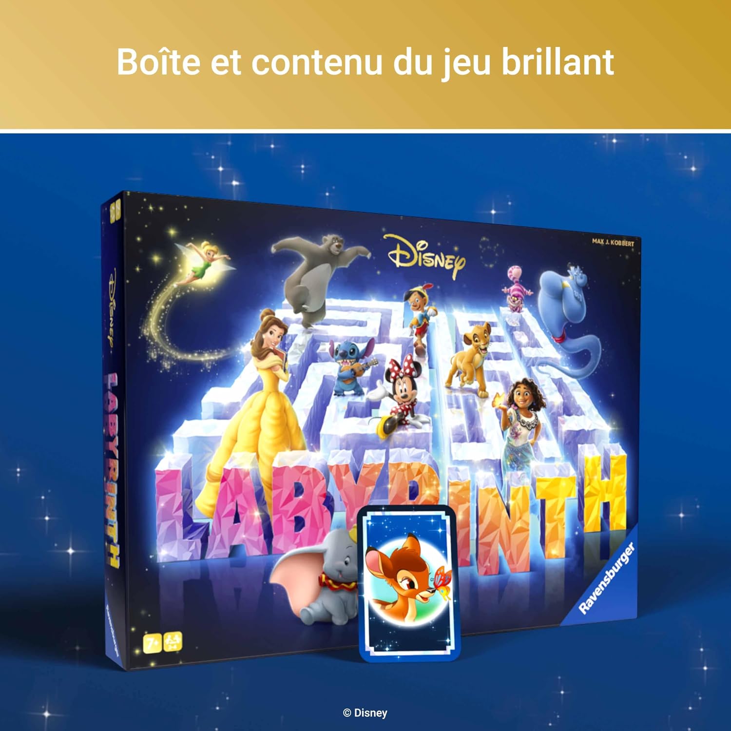 Detalle 2 de Labyrinthe Disney 100 Ans – Édition anniversaire Ravensburger, jeu de société stratégique pour 2 à 4 joueurs