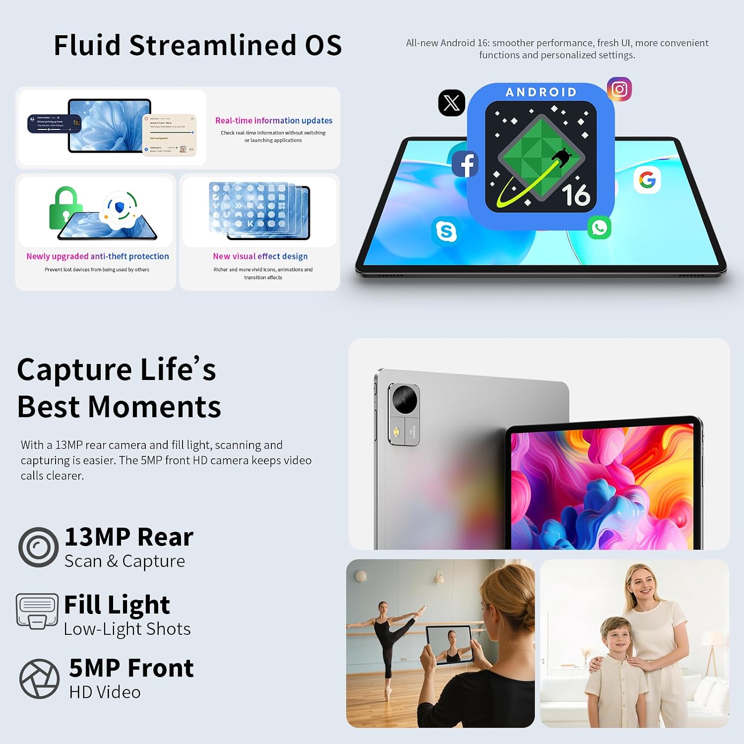 Detalle de TECLAST M50T Tablet 10.1 Inch with Gemini AI – Android 16, 32GB RAM, 128GB ROM, 7000mAh