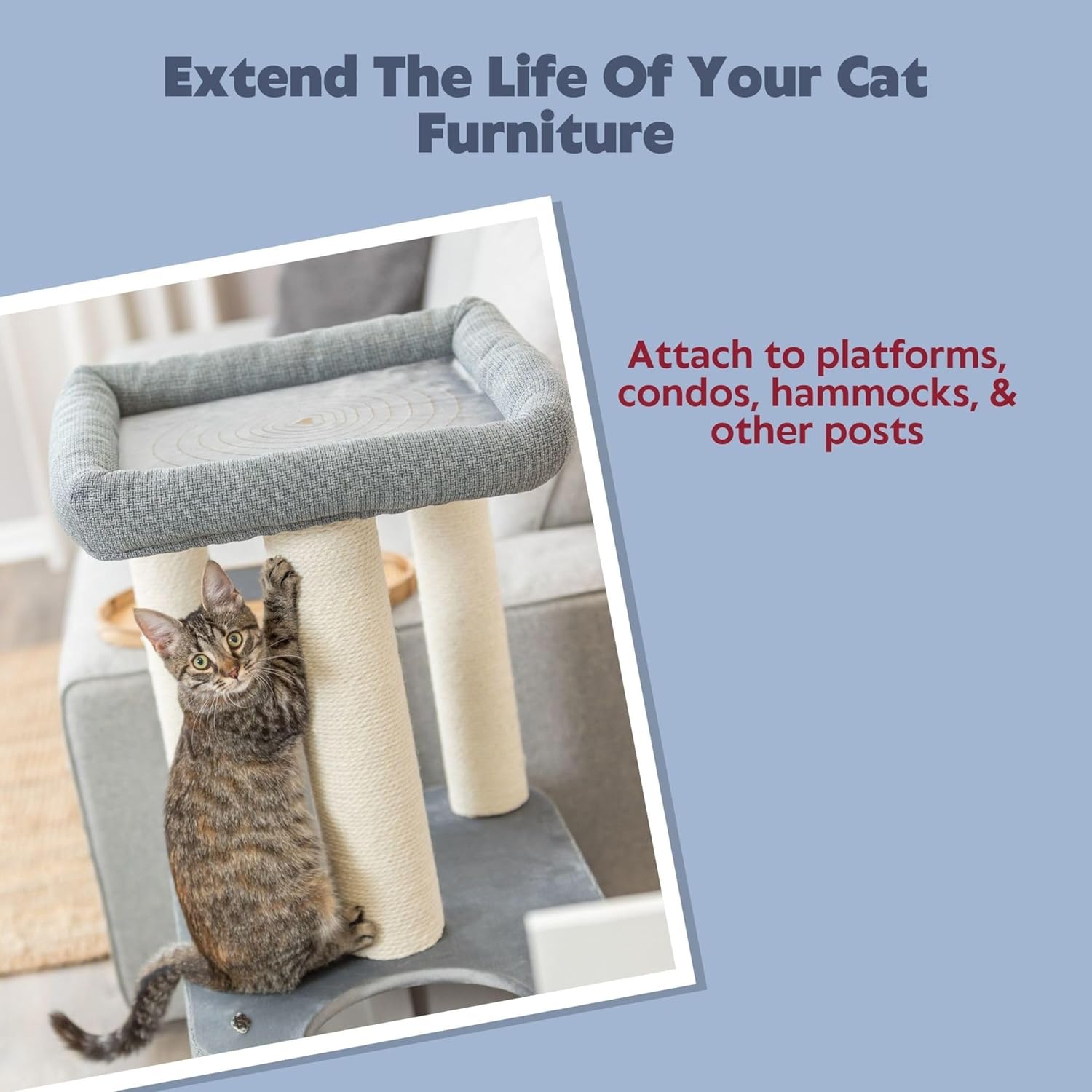 Detalle de TRIXIE Replacement Sisal Post for Scratching Posts, Cat Trees and Cat Towers (3.5 in x 15.7 in)