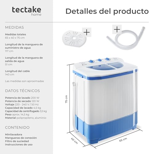 Thumbnail 5 de tectake Lavadora Portátil 4,5kg