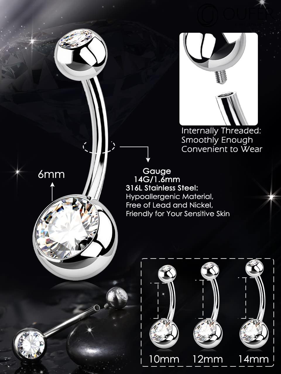 Thumbnail 3 de OUFER piercing nombril 10–16 mm 316L