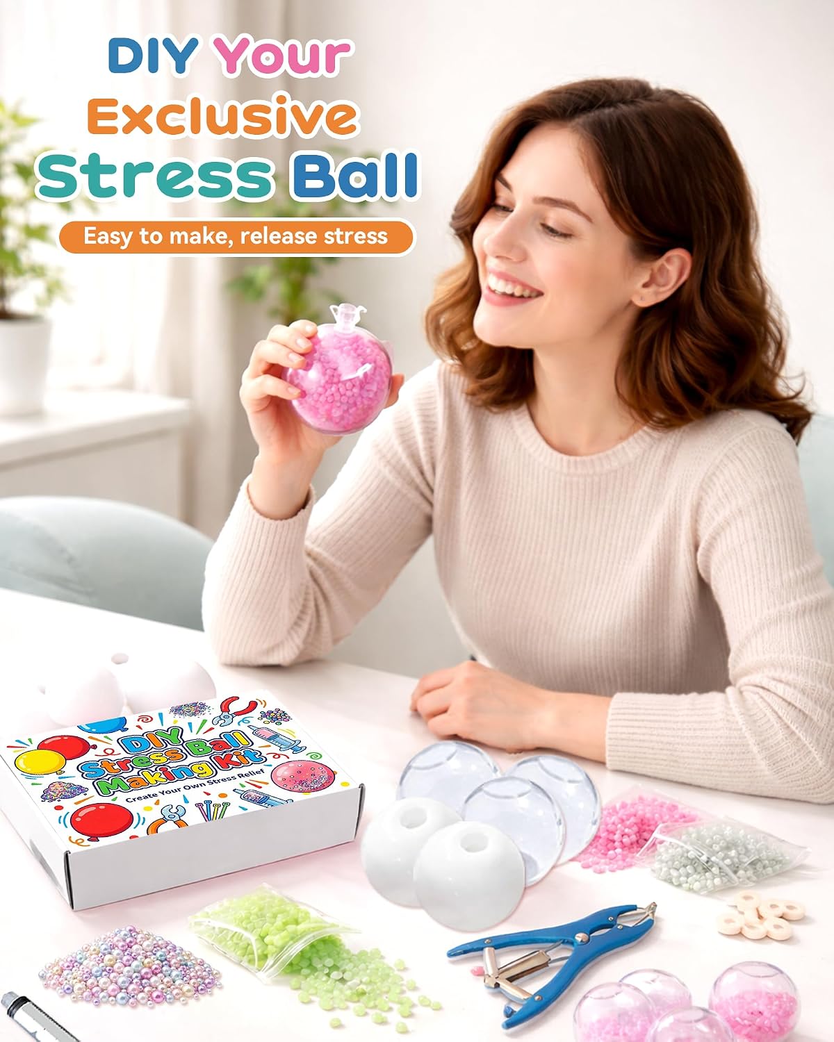 Detalle 2 de Ploithic DIY Stress Ball Making Kit with TPR Skins, Filler and Air Tools