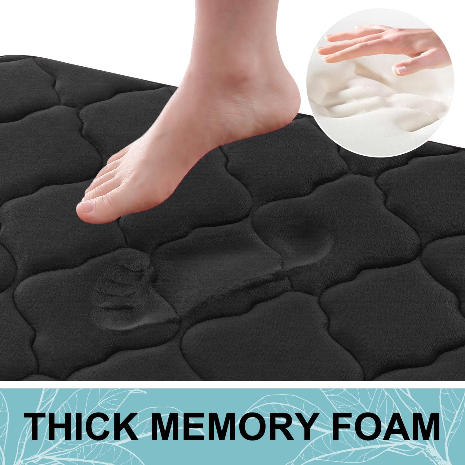 Detalle 2 de OLANLY Memory Foam Bath Mat Rug 24x16, Absorbent Bath Mat