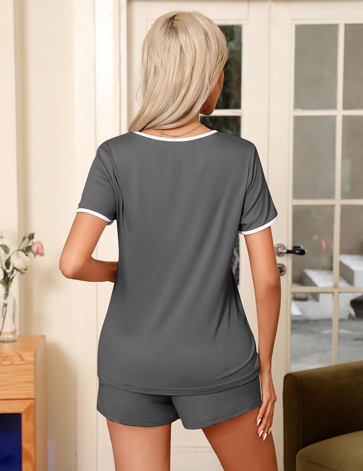 Detalle de Ekouaer Women's Pajama Set, Two-Piece