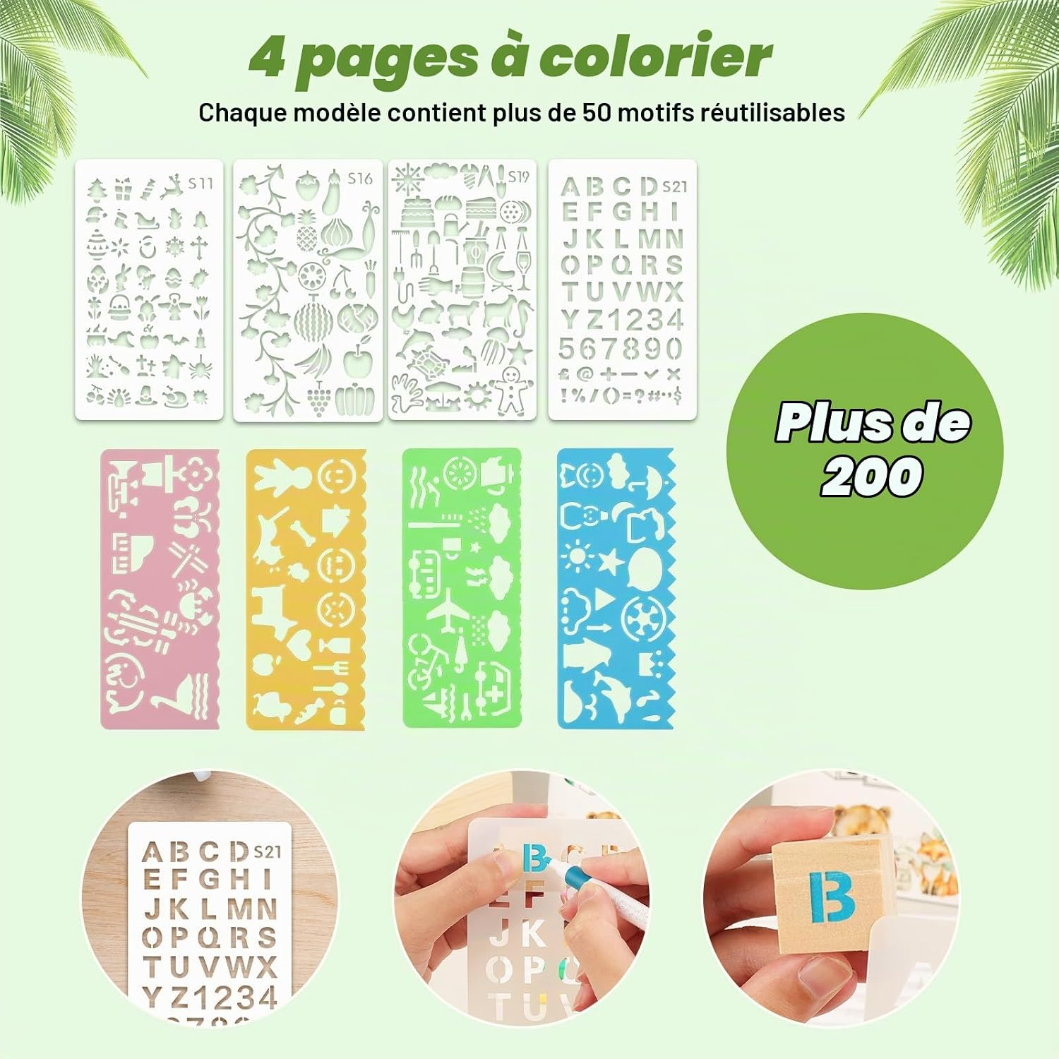 Thumbnail 3 de Babyshower-speelset met 52 houten blokjes, 24 acrylstiften en sjablonen