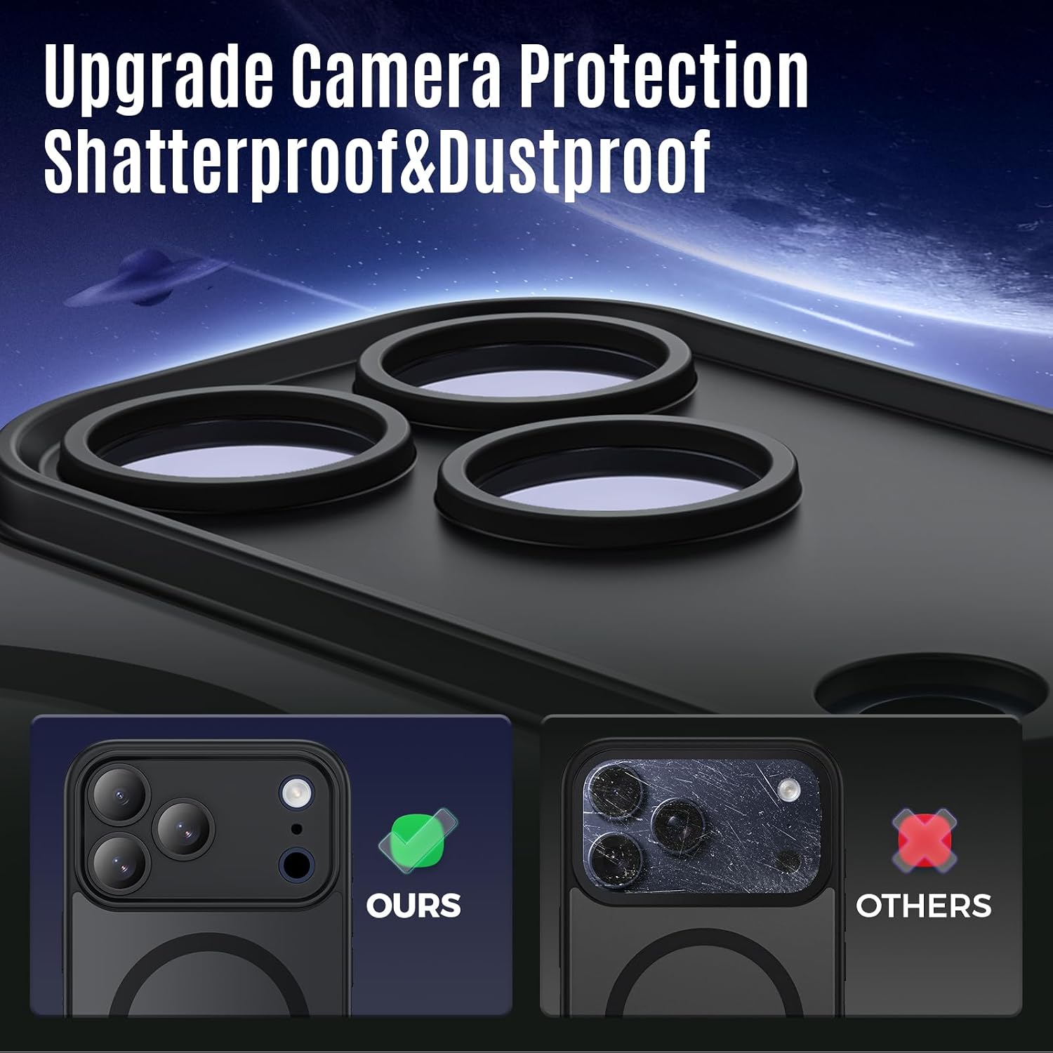 Thumbnail 1 de Symcele Case for iPhone 17 Pro Max with MagSafe — 15 ft Drop Protection, Camera Cover, Matte Translucent Black