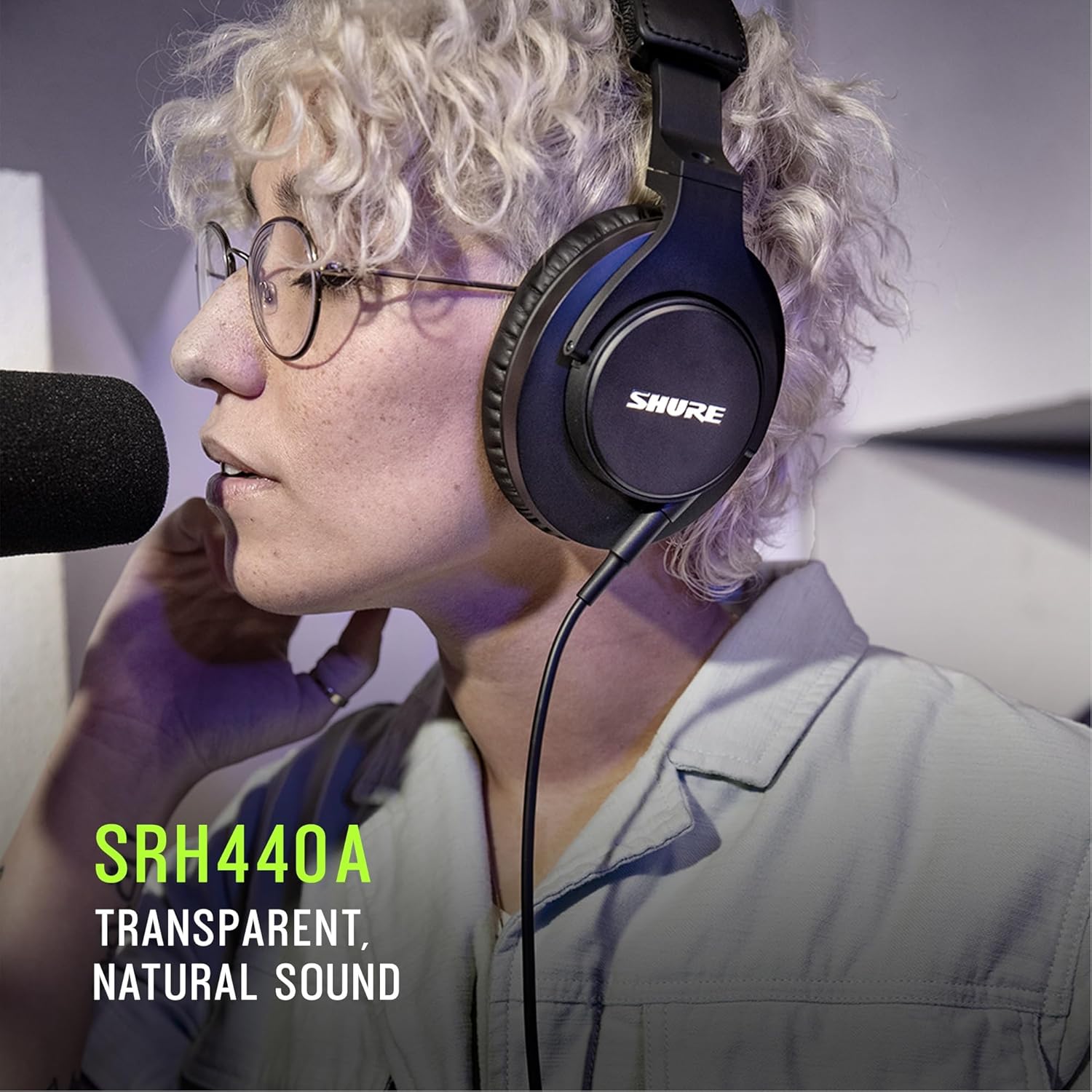 Detalle de Shure SRH440A Over-Ear Wired Studio Headphones for Monitoring & Recording (Black)