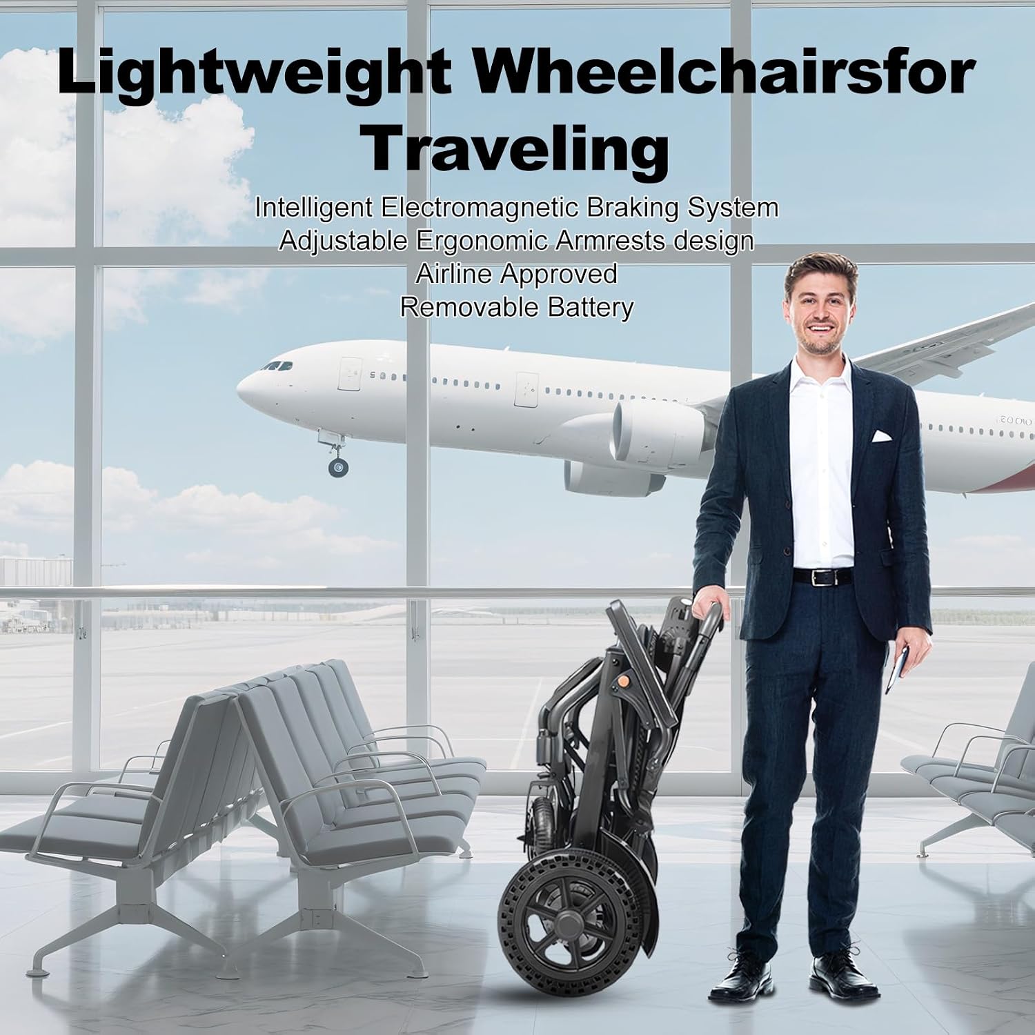 Thumbnail 6 de D04 Foldable Lightweight Electric Wheelchair with 500W Motor