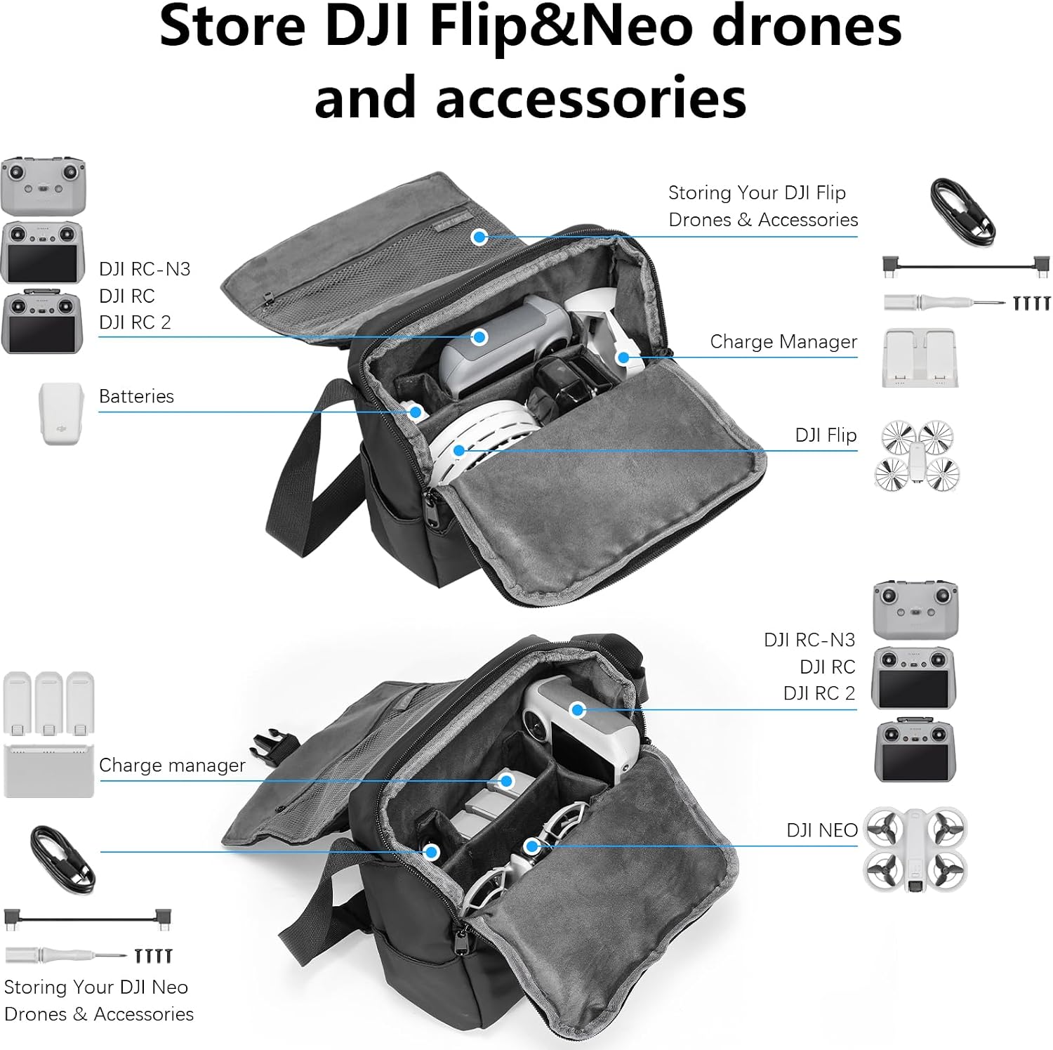 Thumbnail 6 de FPVtosky Shoulder Bag for DJI Lito 1/X1/Mini 5 Pro/4 Pro/3 Pro – Premium Travel Carry for Drones and Accessories