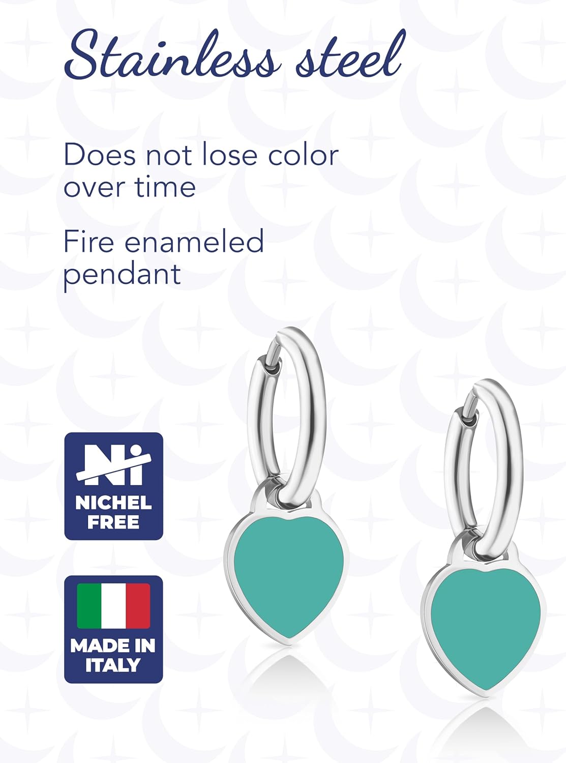 Detalle de inSCINTILLE Boucles d'Oreilles Créoles Femme avec Pendentif en Forme de Cœur en Acier Inoxydable