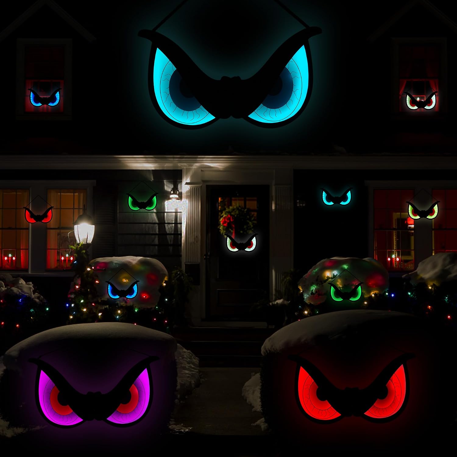 Detalle de BlcTec BT-EL68 Halloween Eye Lights, 20-Inch Wooden Decor with 7 Color Modes
