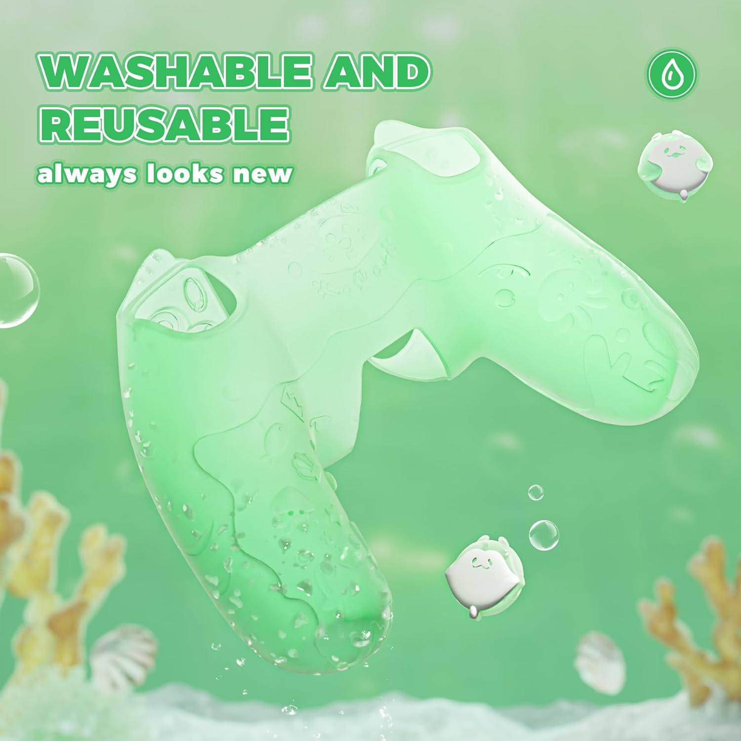 Thumbnail 4 de playvital PS5 Controller Cover Skin Pastel Green