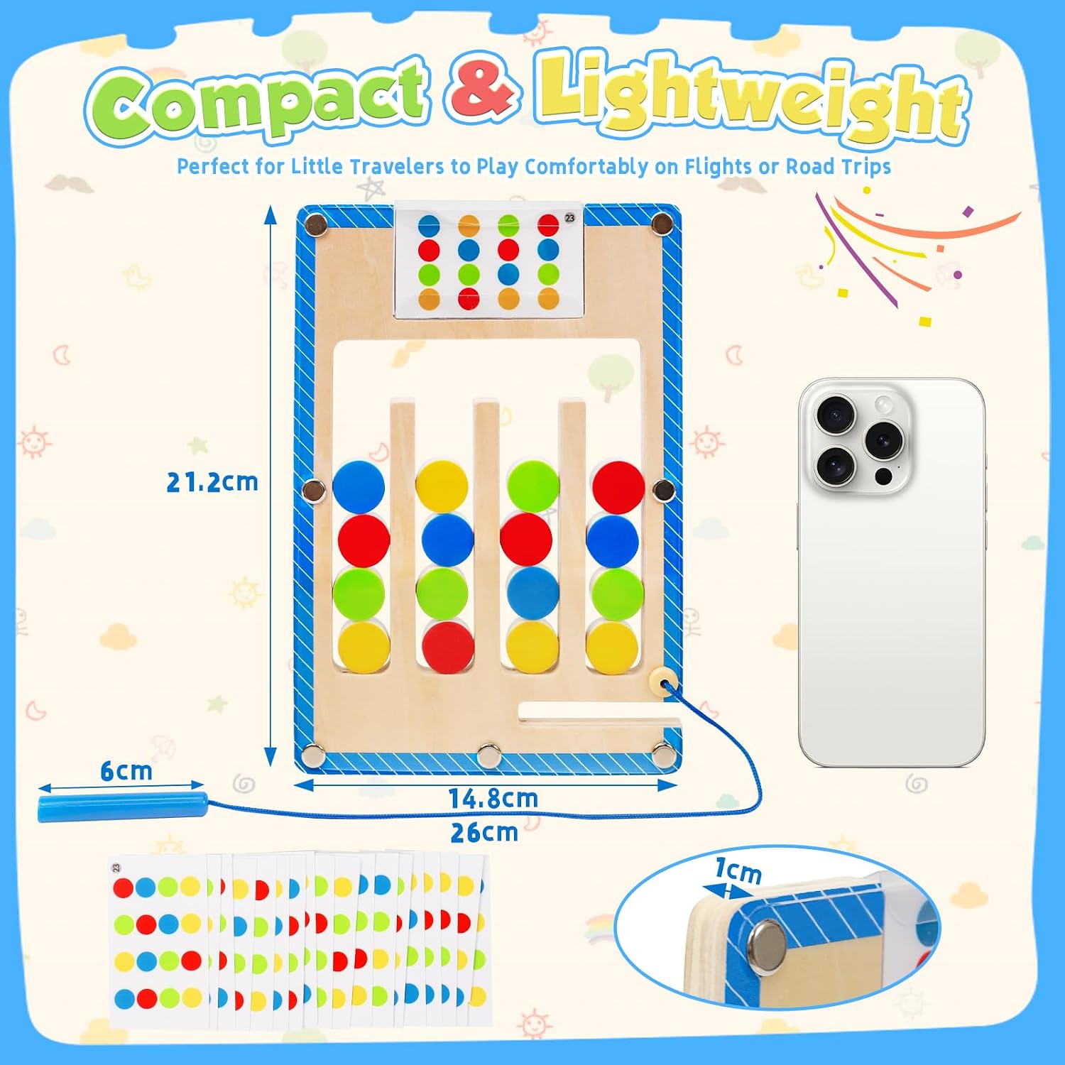 Detalle de XIAPIA Montessori Spielzeug ab 3–5 Jahre: 2-in-1 Reise-Puzzle fürs Kind und die Familie