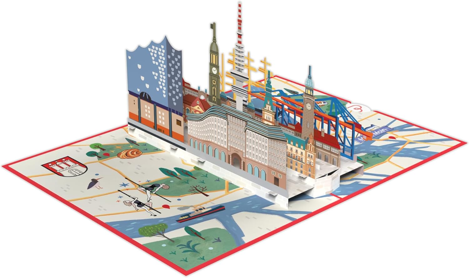 Detalle de papercrush® Pop-Up Karte Hamburg – 3D-Karte mit Elbphilharmonie als Reisegutschein