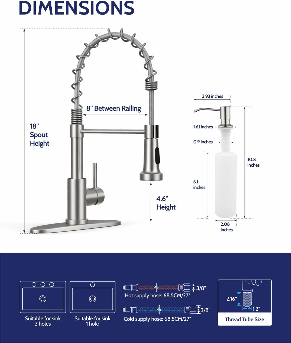 Detalle 2 de LUFEIDRA Kitchen Faucet, Brushed Nickel