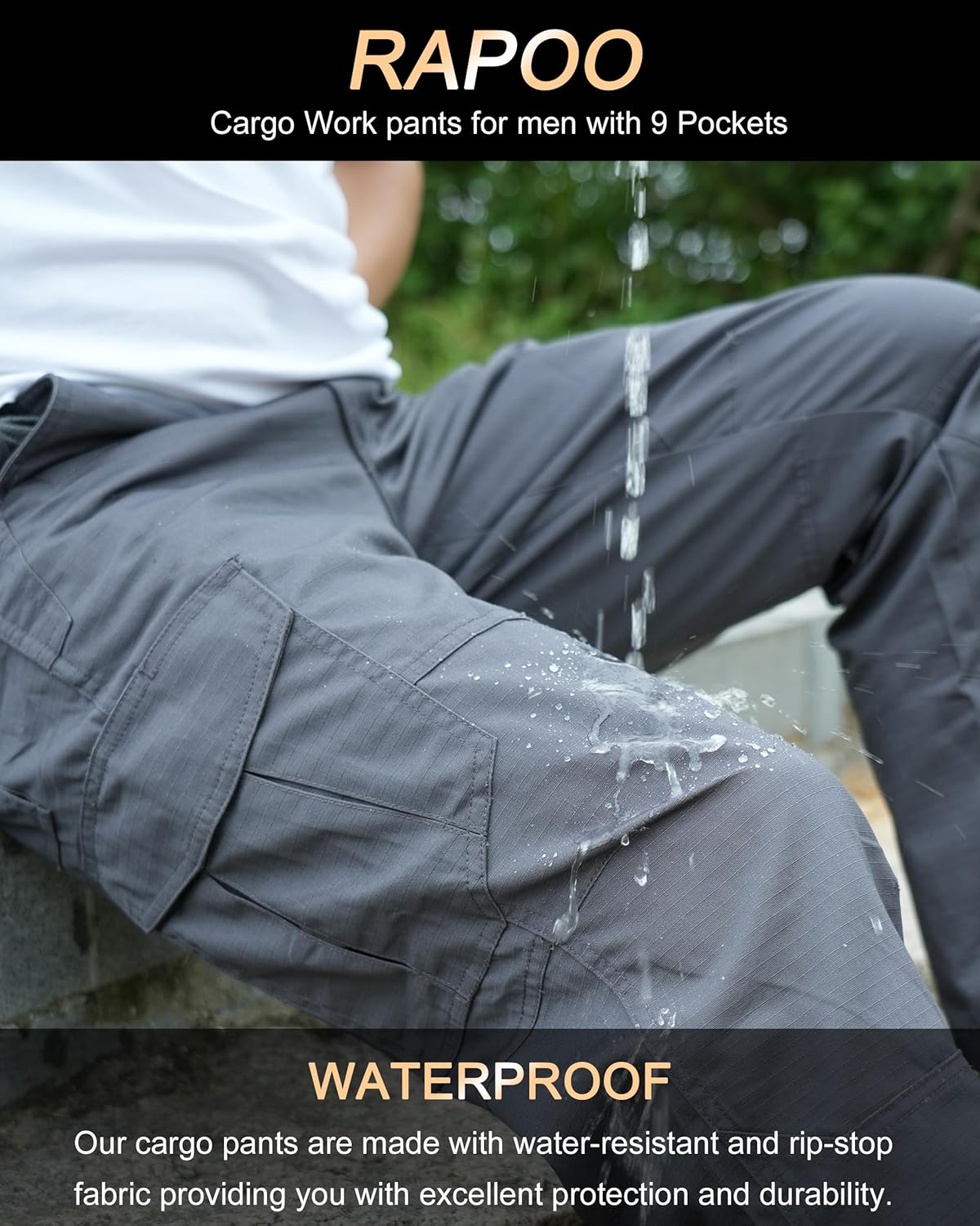 Thumbnail 3 de Rapoo Tactical Ripstop Water-Repellent Cargo Pants for Men with 9 Pockets