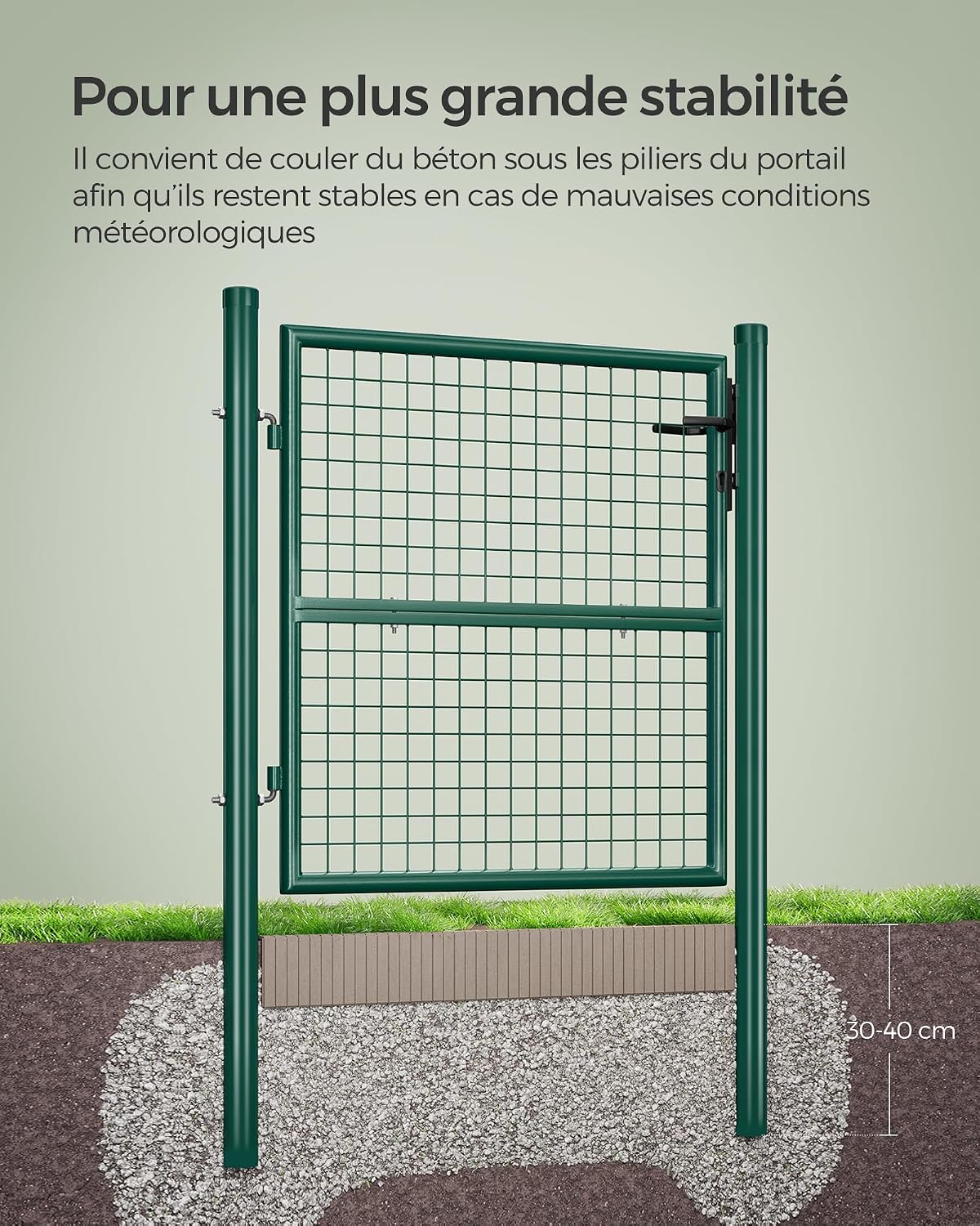 Detalle de SONGMICS GGD150G01 Portillon jardin 106 x 100 cm