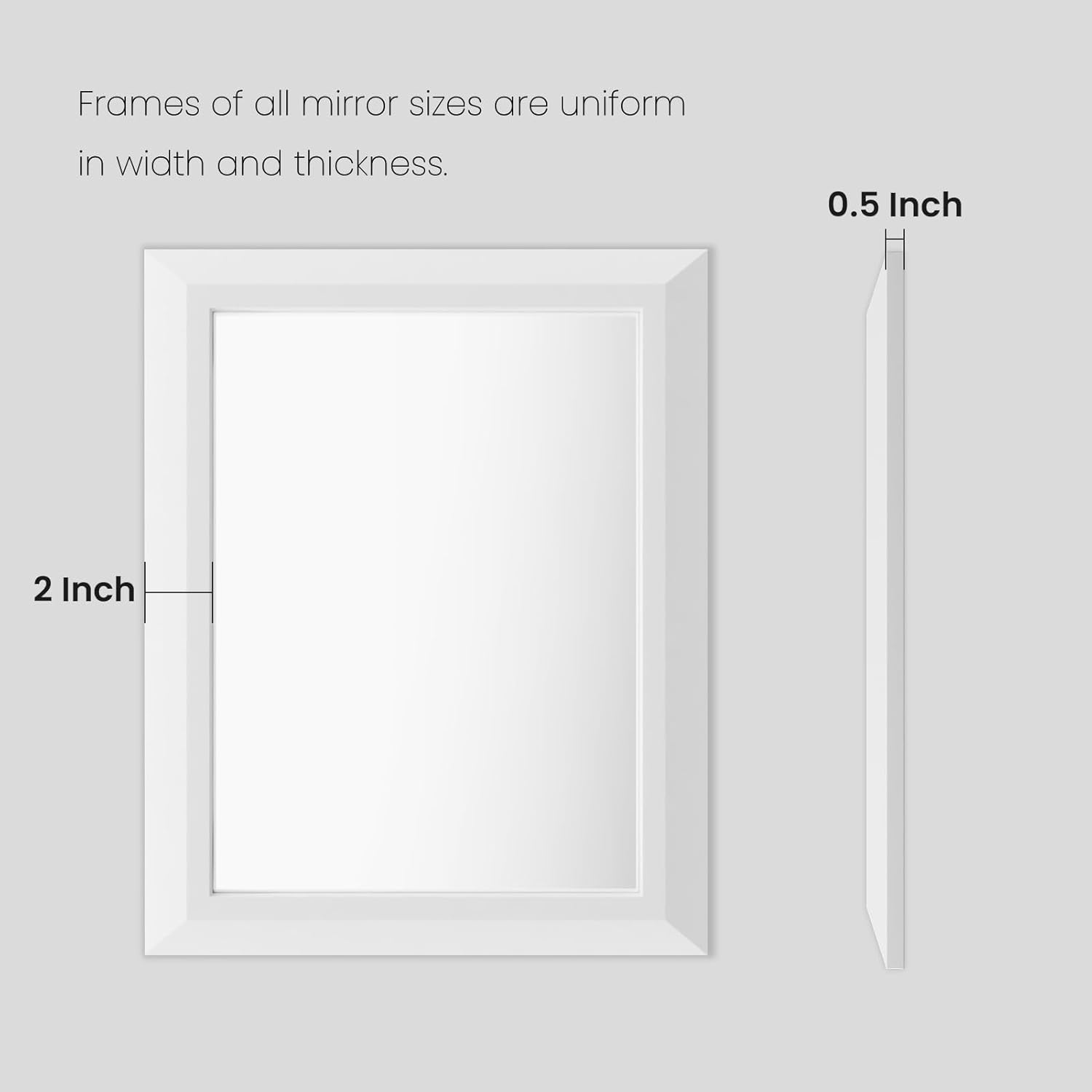Thumbnail 6 de Amorho 28x36 Inch White Thick Metal Framed Wall Mirror