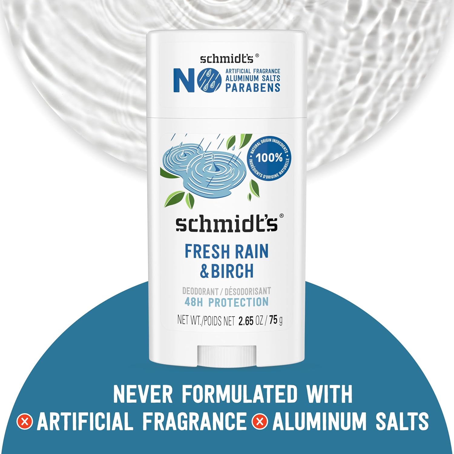 Detalle de Schmidt's Aluminum-Free Vegan Deodorant Fresh Rain & Birch – 2.65 oz
