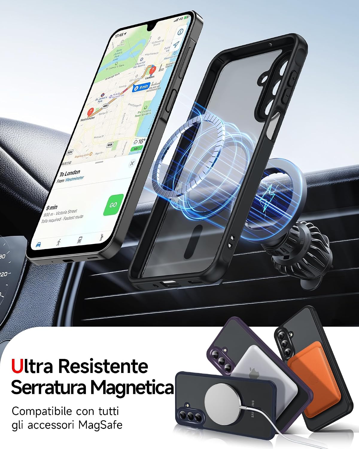 Detalle de LeYi Cover Magnetica per Samsung Galaxy A17 5G con 2 Vetri Temperati: protezione affidabile e stile opaco