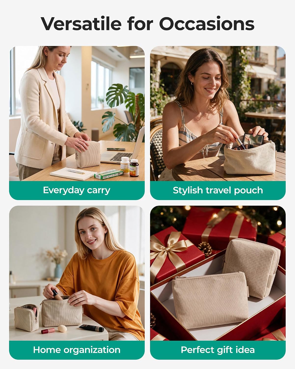 Detalle 2 de BAGSMART Corduroy Makeup Bag Set
