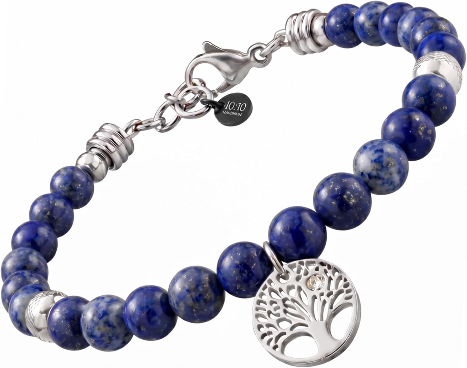 Thumbnail 6 de Bracciale Donna 10:10 in Pietre Naturali 6mm con Albero della Vita e Zircone — Acciaio Inox Anallergico, Regolabile