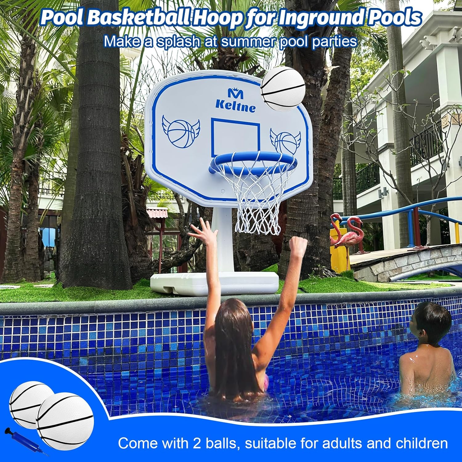 Thumbnail 1 de Dahivs Pool Basketball Hoop with Lengthened Water-Filled Base (34" x 34" x 42.2")