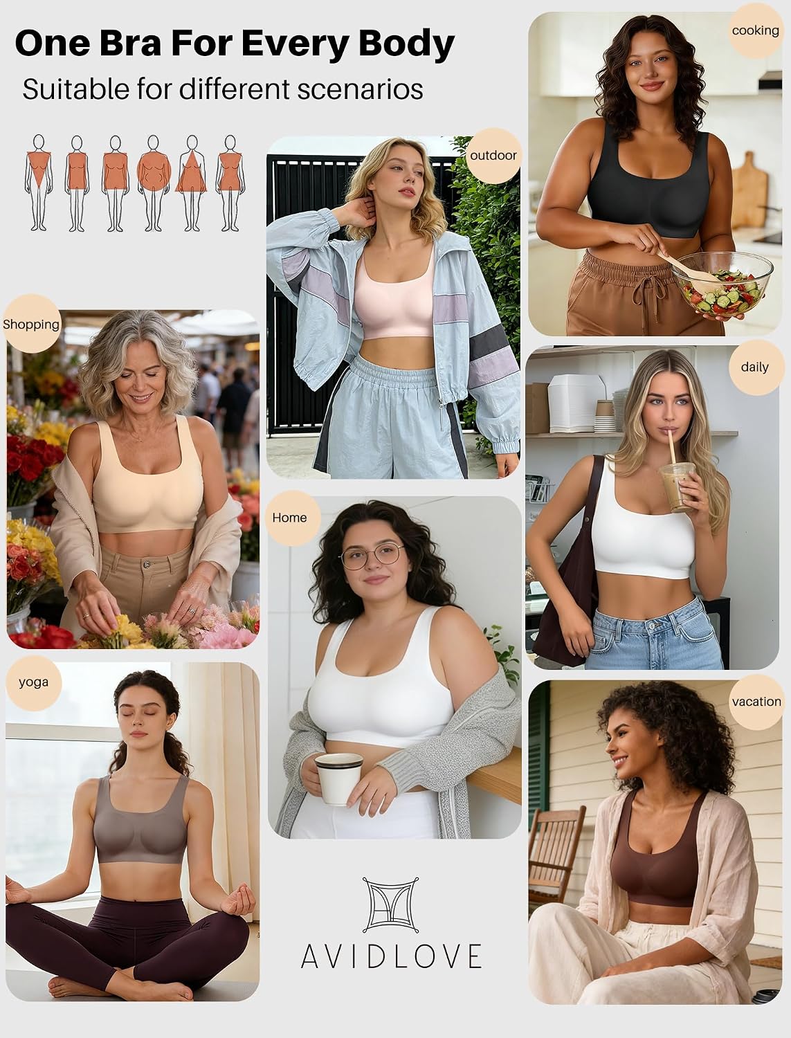 Detalle de Avidlove Women's Comfy Pullover Wireless Bra, Seamless with Wide Straps