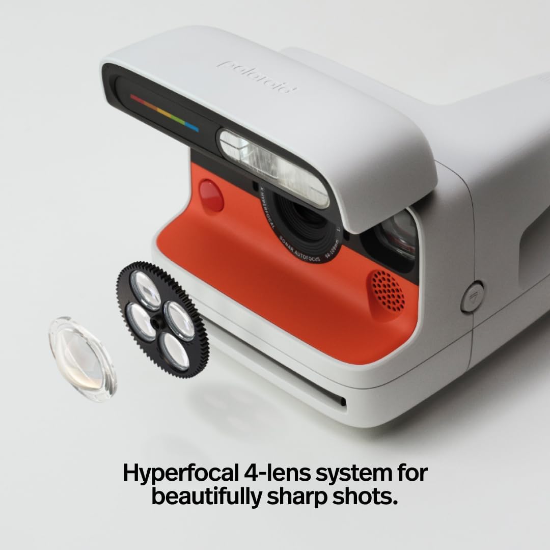 Detalle 2 de Polaroid Flip Instant Camera + Color Film Bundle (16 Photos) — Black, Hyperfocal 4-Lens System, Sonar Autofocus, Bluetooth App