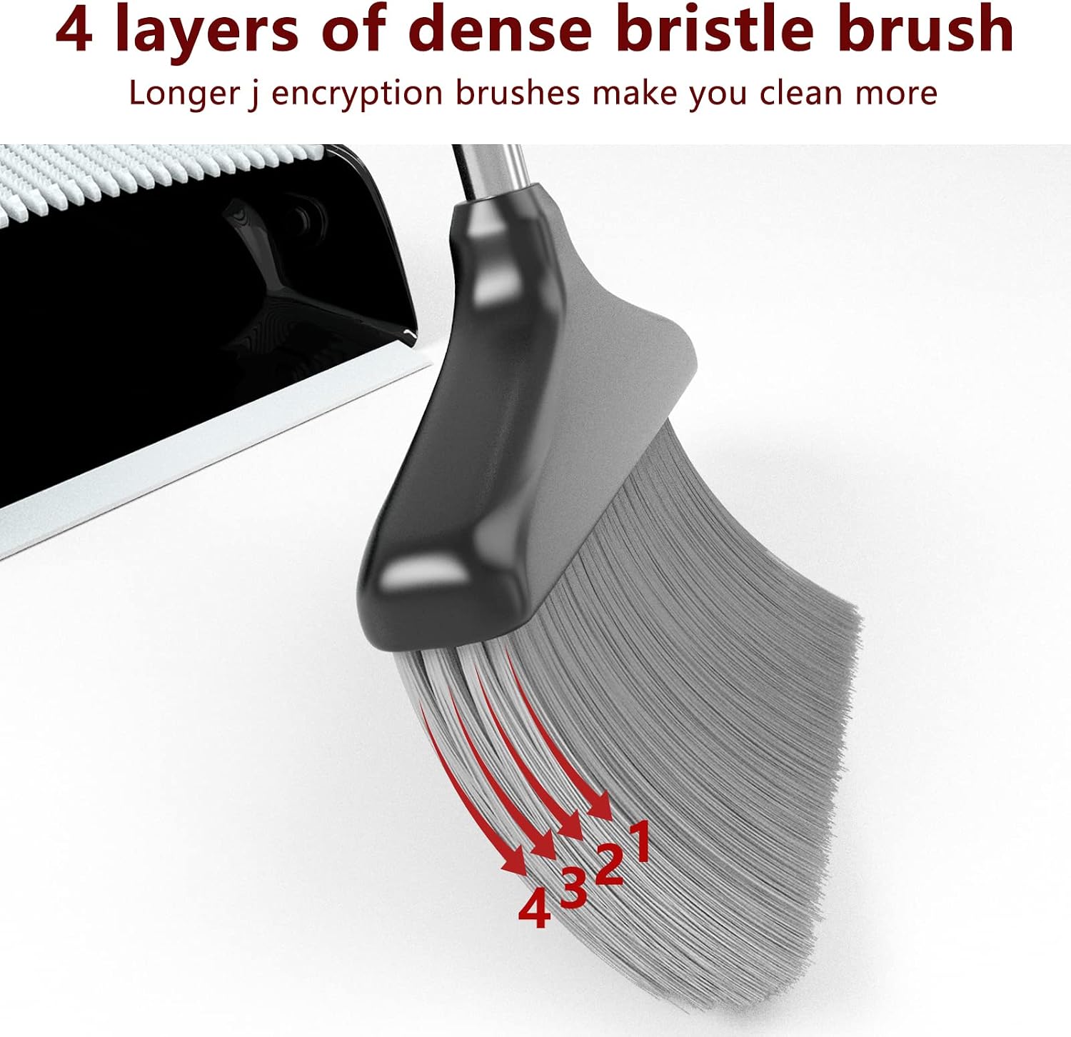 Thumbnail 3 de Broom with Dustpan Combo Set 54” Long Handle – Black & Grey