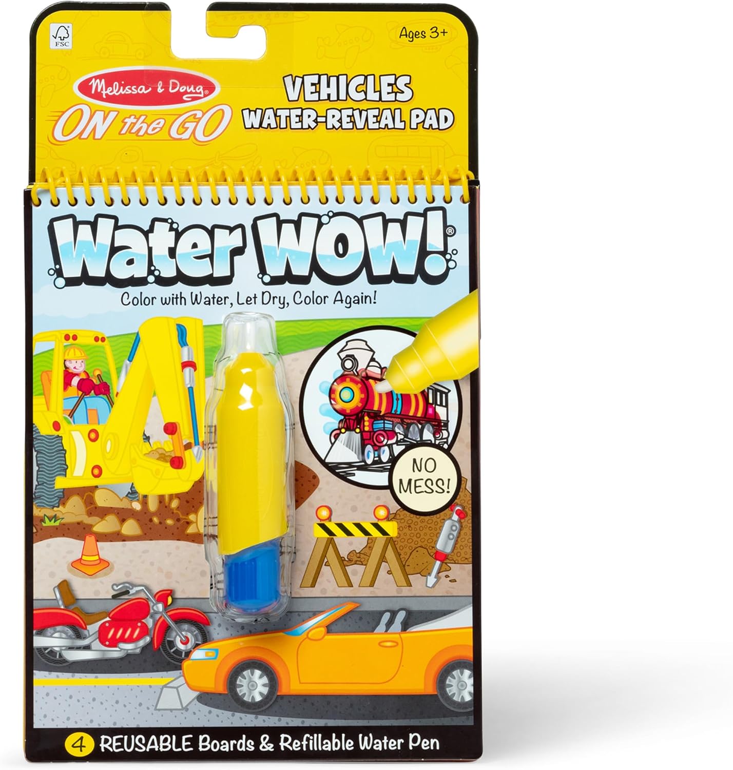 Detalle de Melissa & Doug Water Wow! Libro Magico da Colorare con Pennello ad Acqua – Veicoli