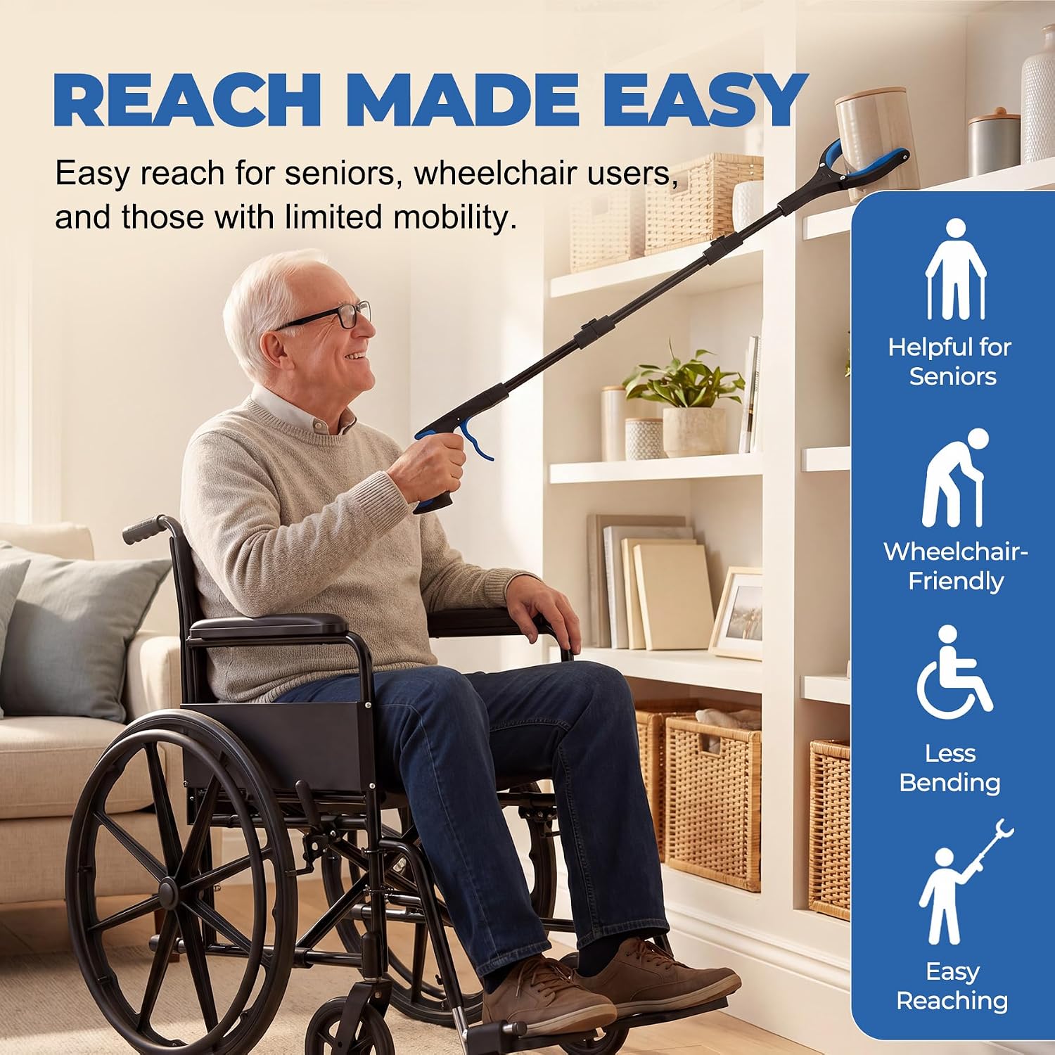 Thumbnail 5 de 91cm Extra Long Grabber Reacher with Magnetic Tip and Foldable Design