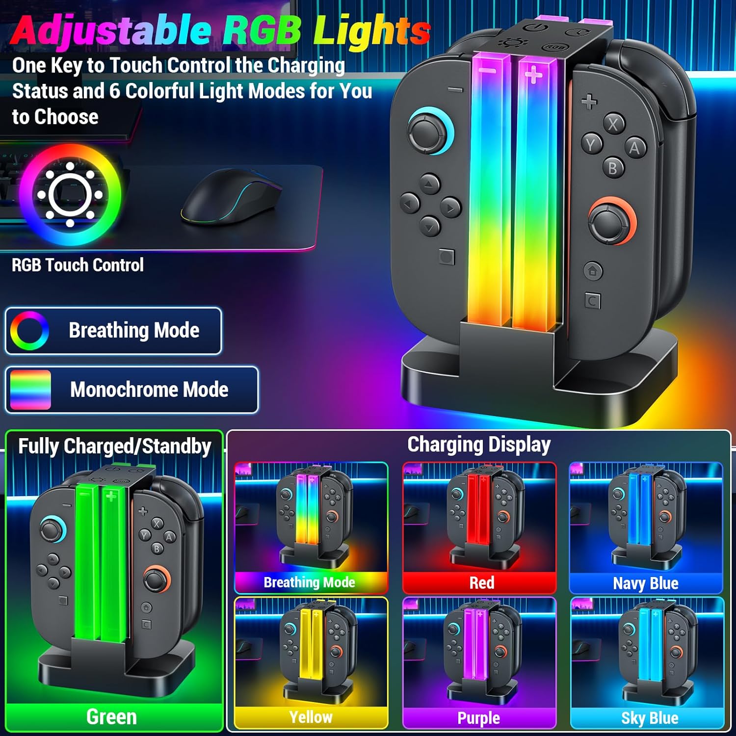 Thumbnail 3 de Wenocally Stazione di ricarica Switch 2 4 controller