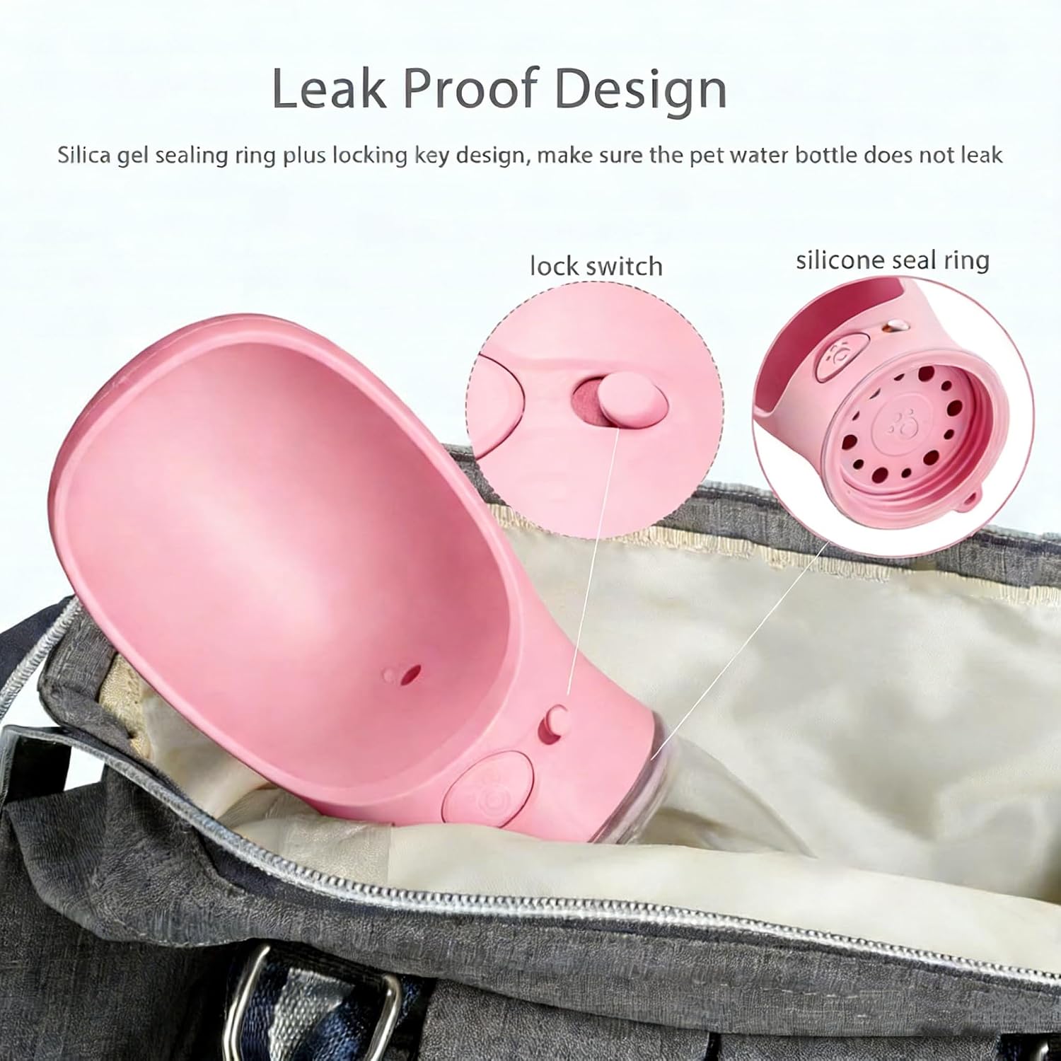 Thumbnail 1 de 350ml Portable Dog Water Bottle with Antibacterial Dispenser