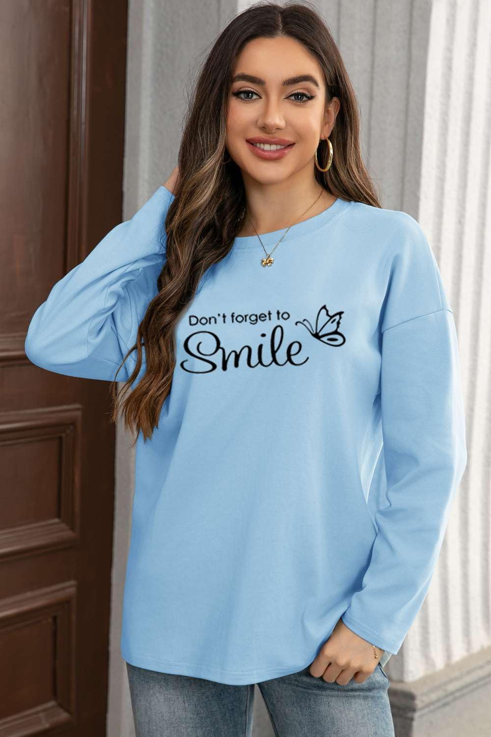 Detalle de Teesho Damen Oversized Baumwoll-T-Shirt Langarm/Kurzarm – vielseitiges Oberteil für Alltag