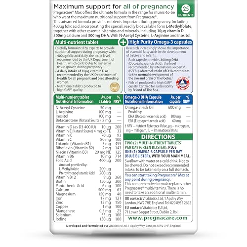 Detalle de Pregnacare MAX Pregnancy Vitamins – UK’s No.1 prenatal brand for greater care