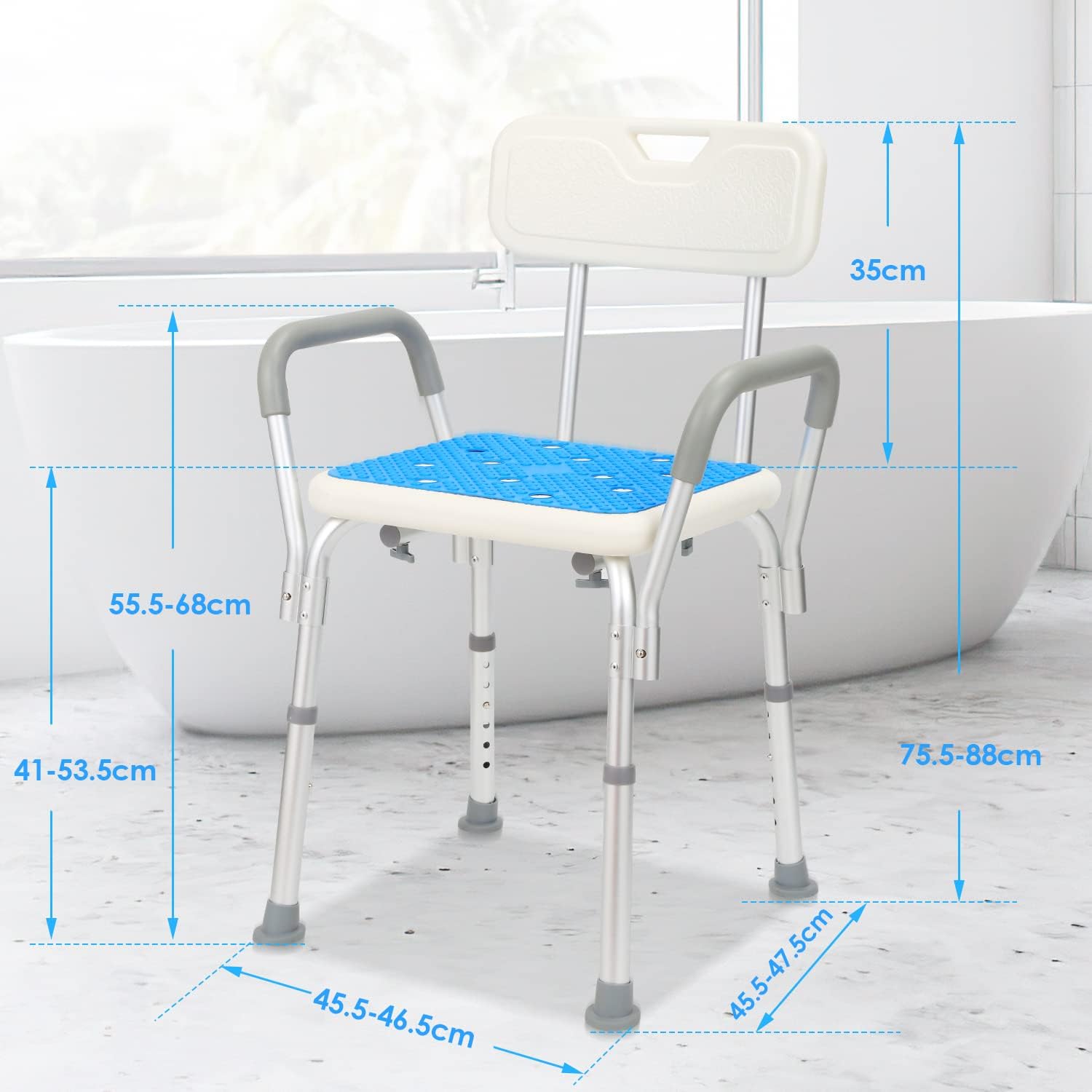 Thumbnail 1 de Sonnewelt sgabello da doccia con schienale e bracciolo regolabile in altezza (41–53,5 cm)