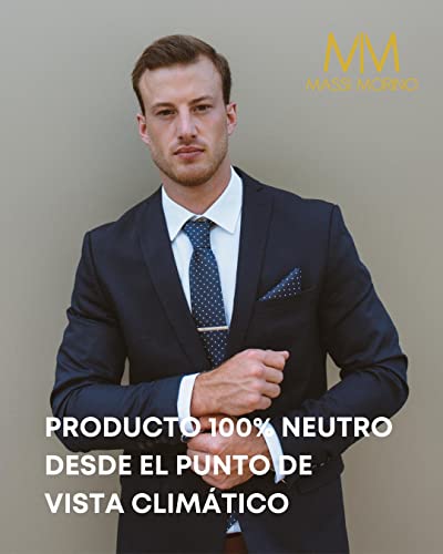 Detalle de Massi Morino Set de Corbata Azul Marino con Pañuelo y Accesorios 5 en 1 para Hombre