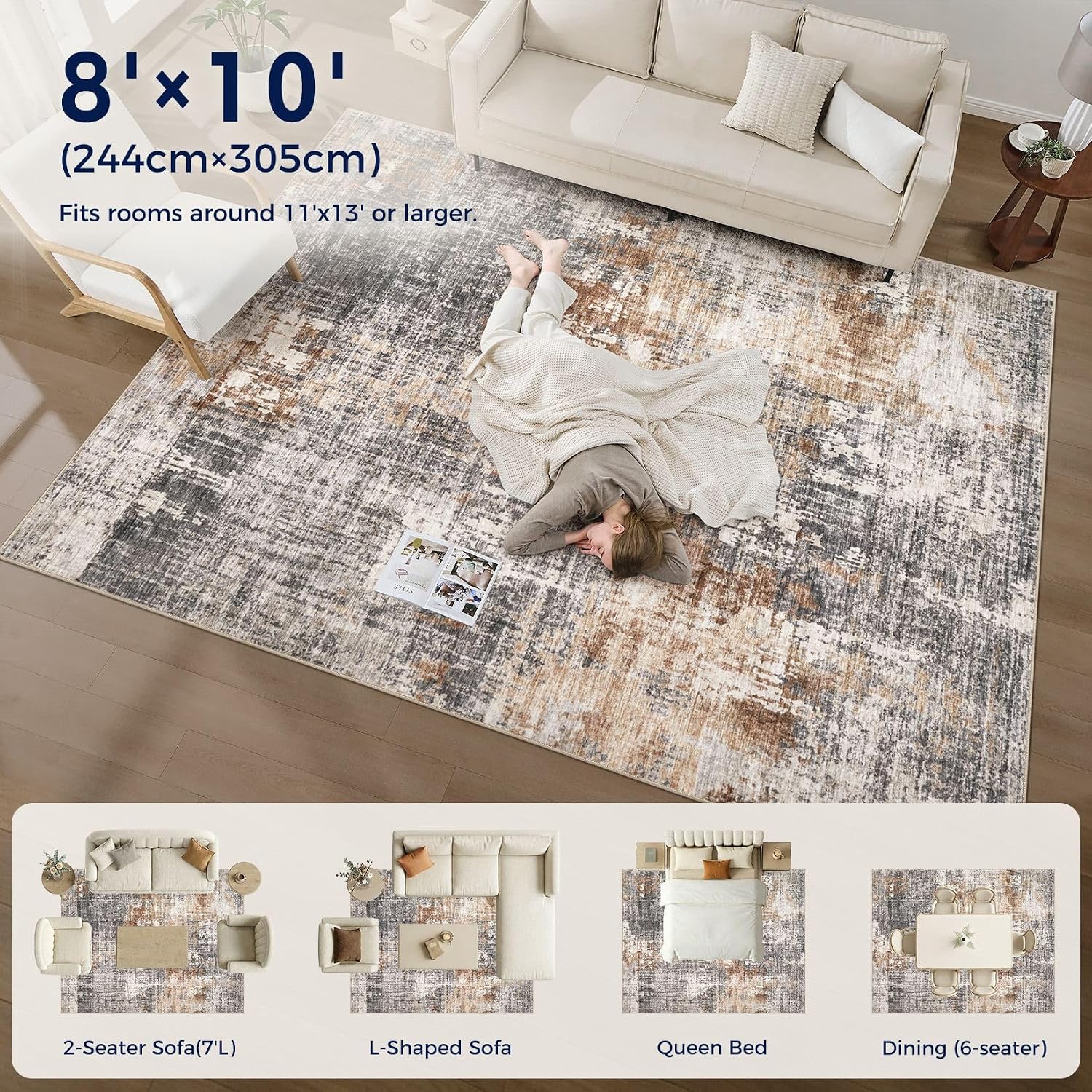 Thumbnail 6 de DMOYEST 8x10 area rug for soft comfort