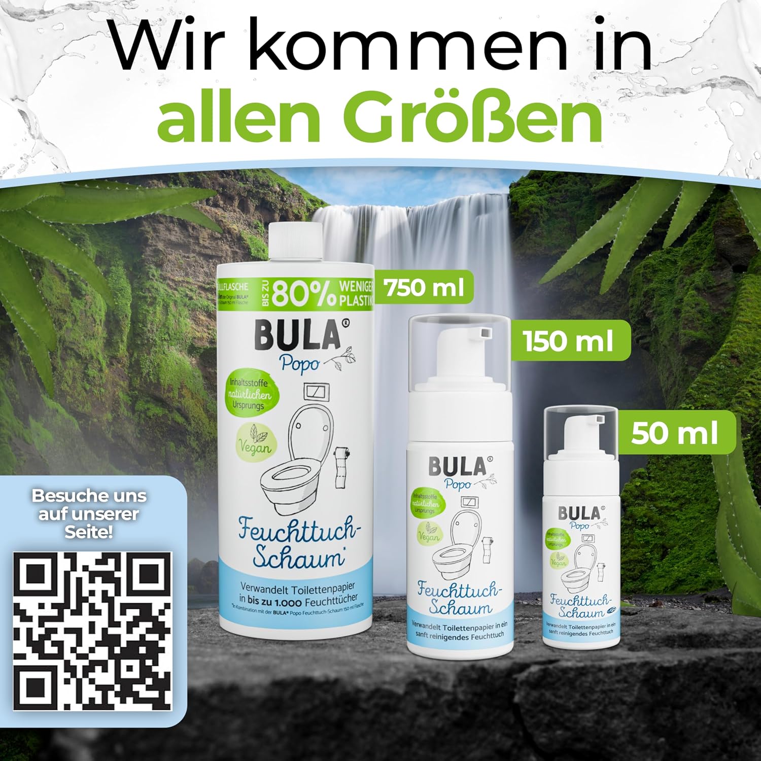 Thumbnail 5 de BULA Popo Öko Glas Bundle – Feuchttuch-Schaum Starterset mit Glasflasche & Nachfüll-Flasche