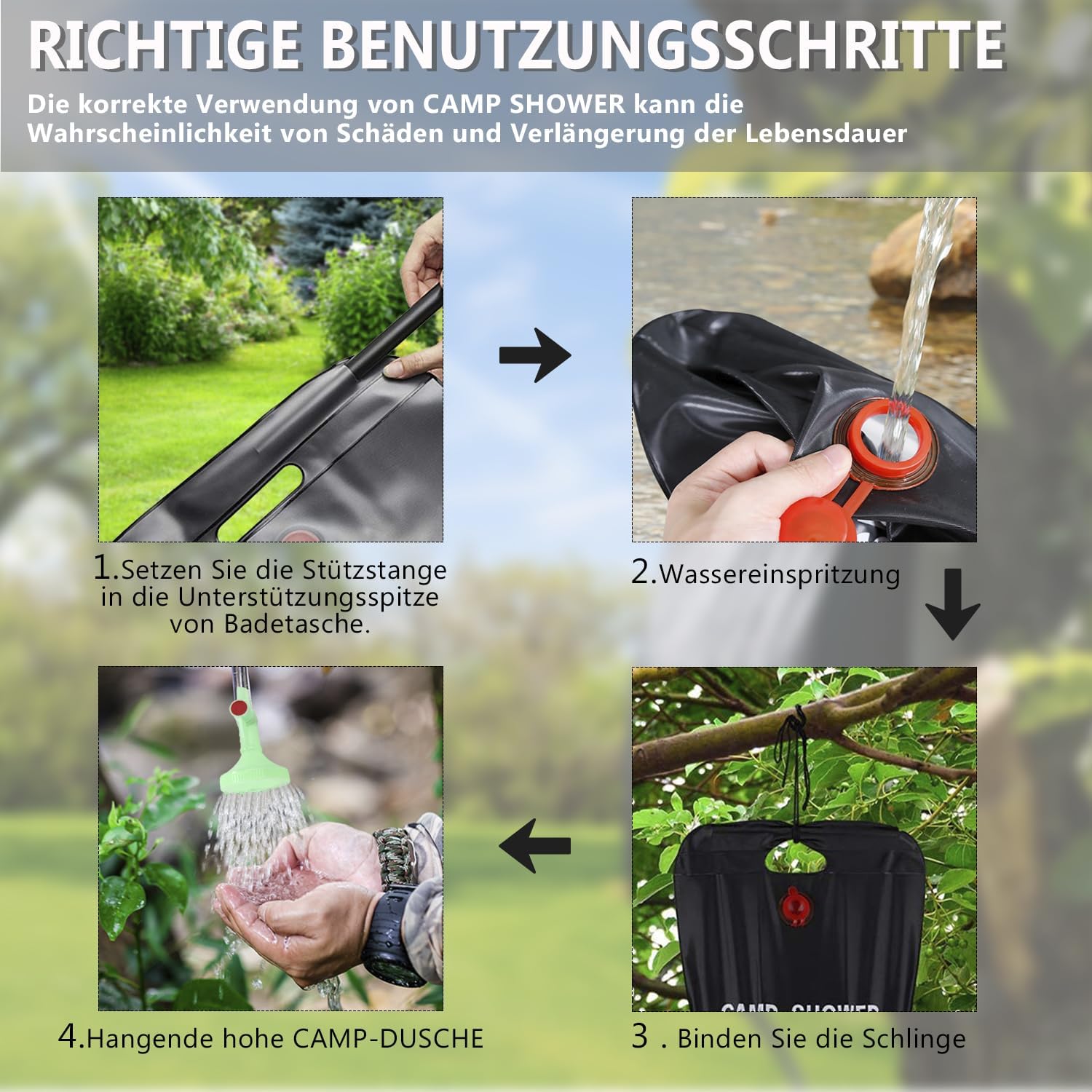 Thumbnail 4 de ECtury 20L Camping Shower: 5 Gallons Portable Solar Shower for Outdoor Use