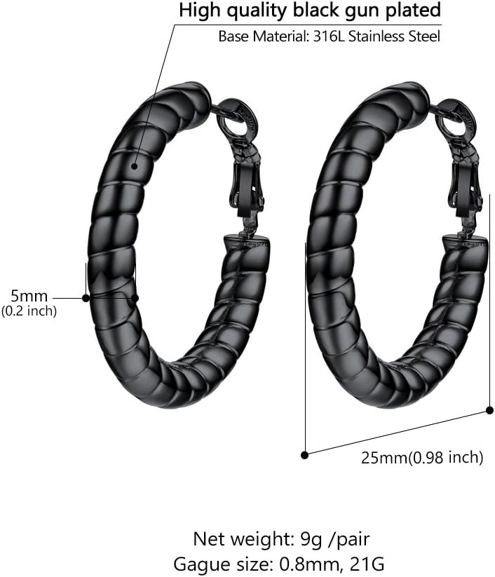 Thumbnail 2 de PROSTEEL Orecchini a cerchio donna in acciaio inox 316L placcato oro 18K, colorazione argento/nero, confezione regalo