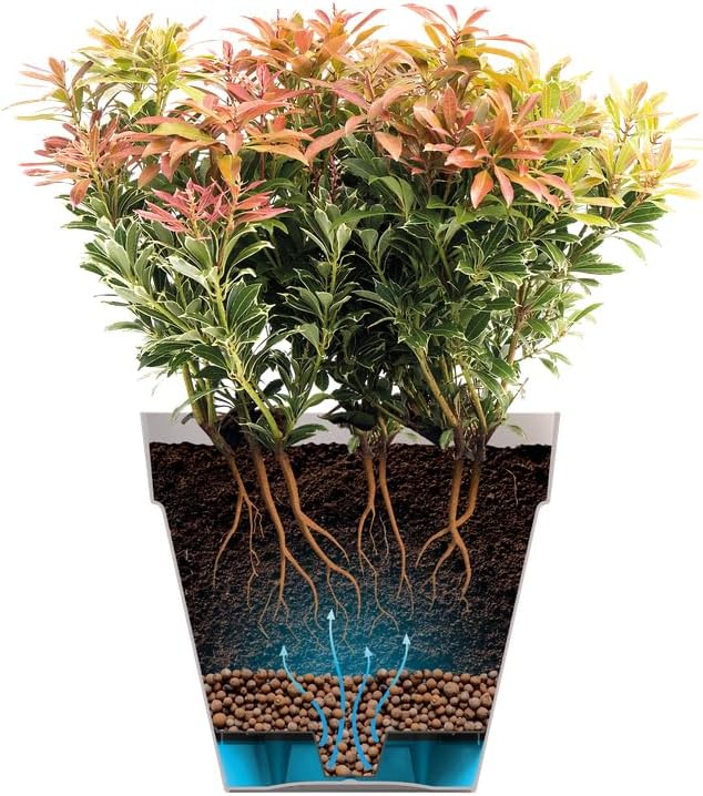 Detalle de Elho Loft Urban Rond Haut 42 cm – Pot de fleur rouge Théâtre, extérieur