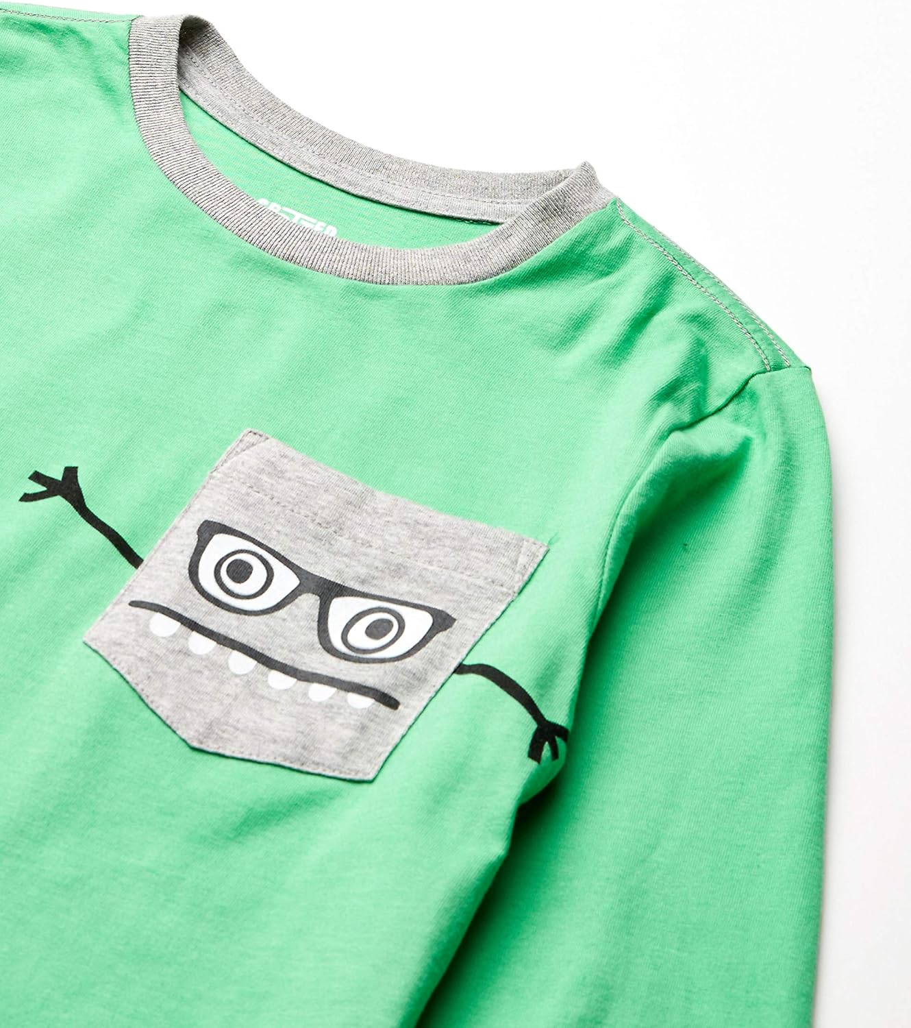 Detalle de Amazon Essentials T-Shirt maniche lunghe bambini e ragazzi – pacco da 5 (Mostri/Multicolore/Righe), 6-7 anni