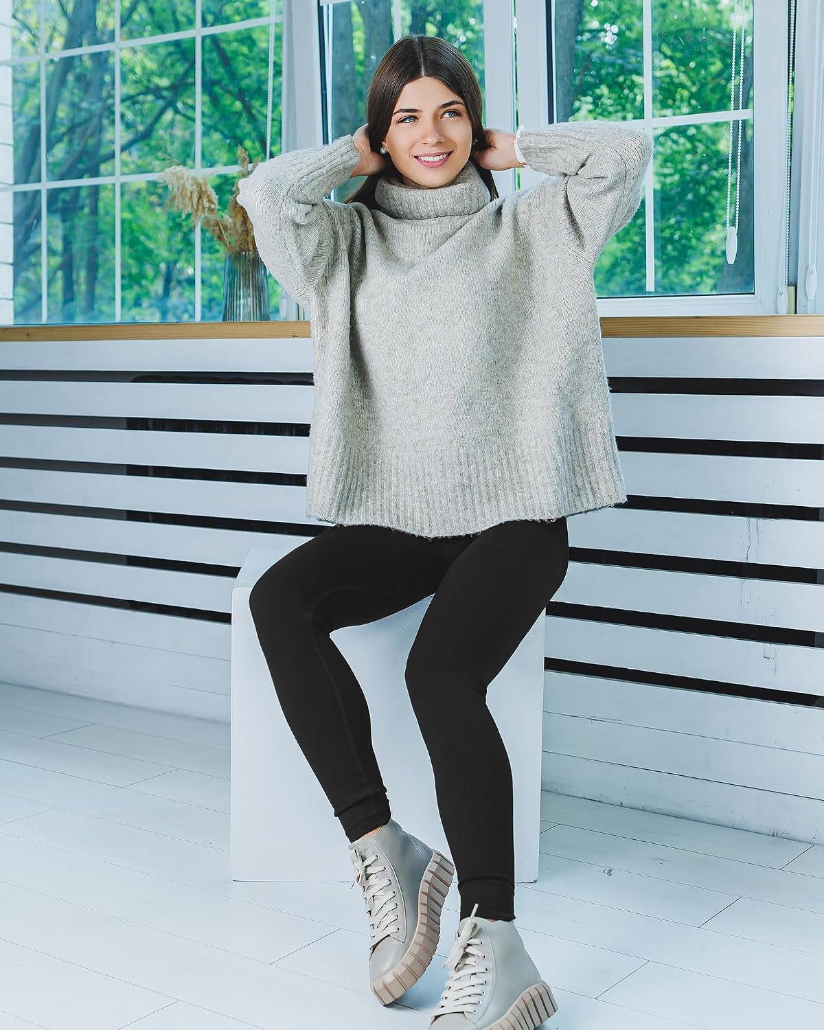 Detalle 2 de NexiEpoch Fleece Lined Leggings 5.3in Waist 🧘♀