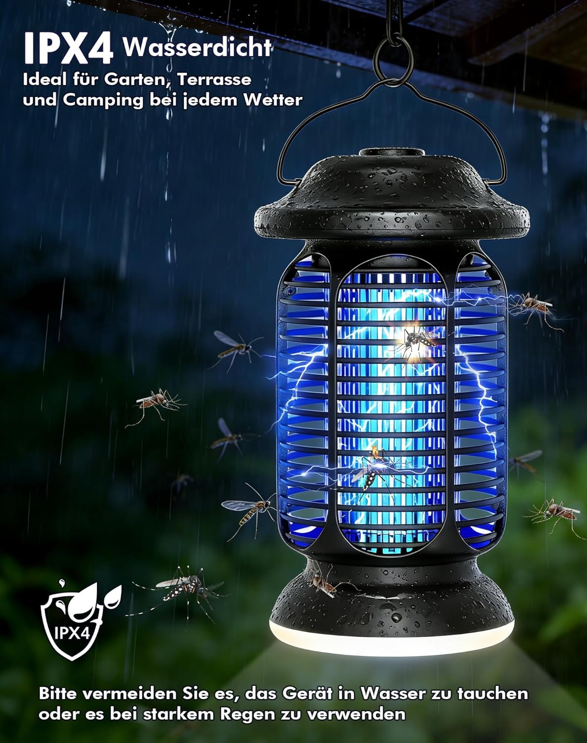 Detalle de Regevo Insektenvernichter Elektrisch 4000V – Fliegenfalle mit UV-Licht, IPX4, 20W
