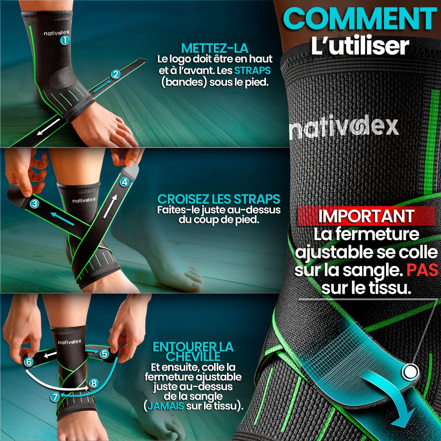 Thumbnail 6 de NativoDex chevillère renforcée pour entorse – maintien et stabilisation de la cheville, ajustable pour les deux pieds