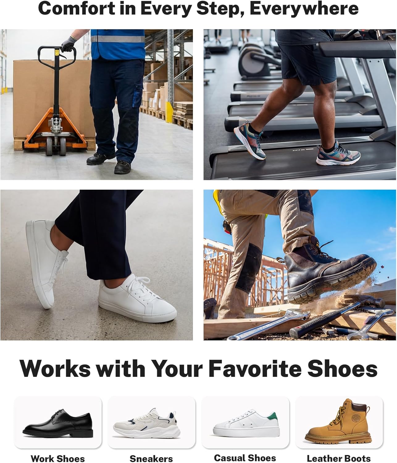 Thumbnail 5 de WalkHero Heavy Duty Orthotics Insoles: All-Day Comfort for 220+ lbs With High Arch Support