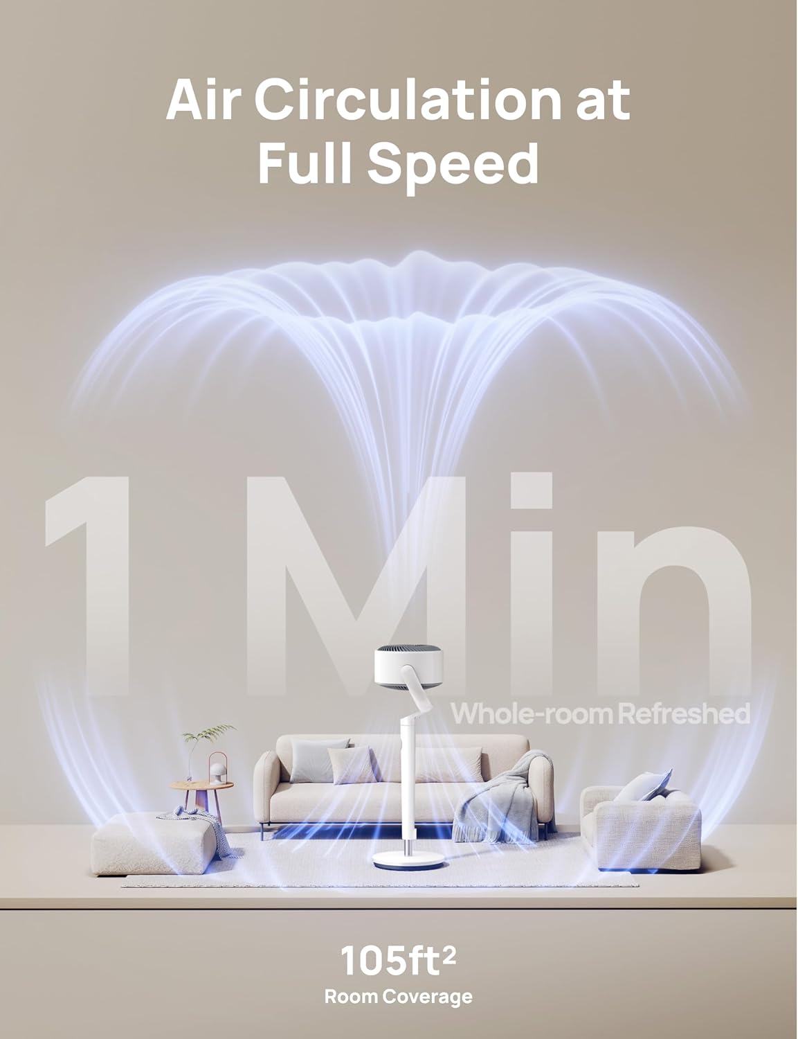 Detalle de Dreo Smart Fan 37–42" Wi‑Fi floor fan